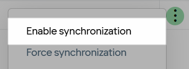 Enable synchronization option in the Actions menu